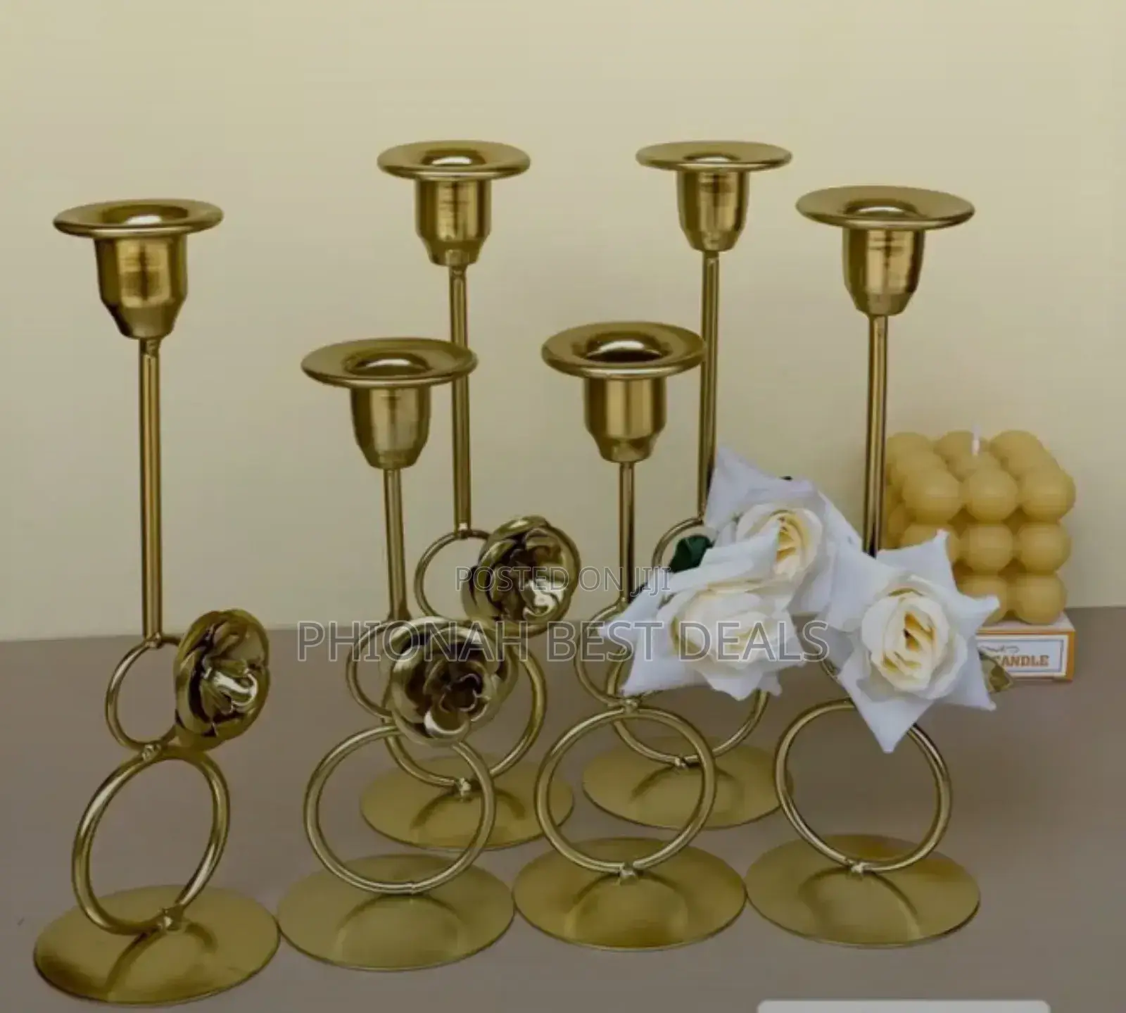 Gold Cotted Candle Holders