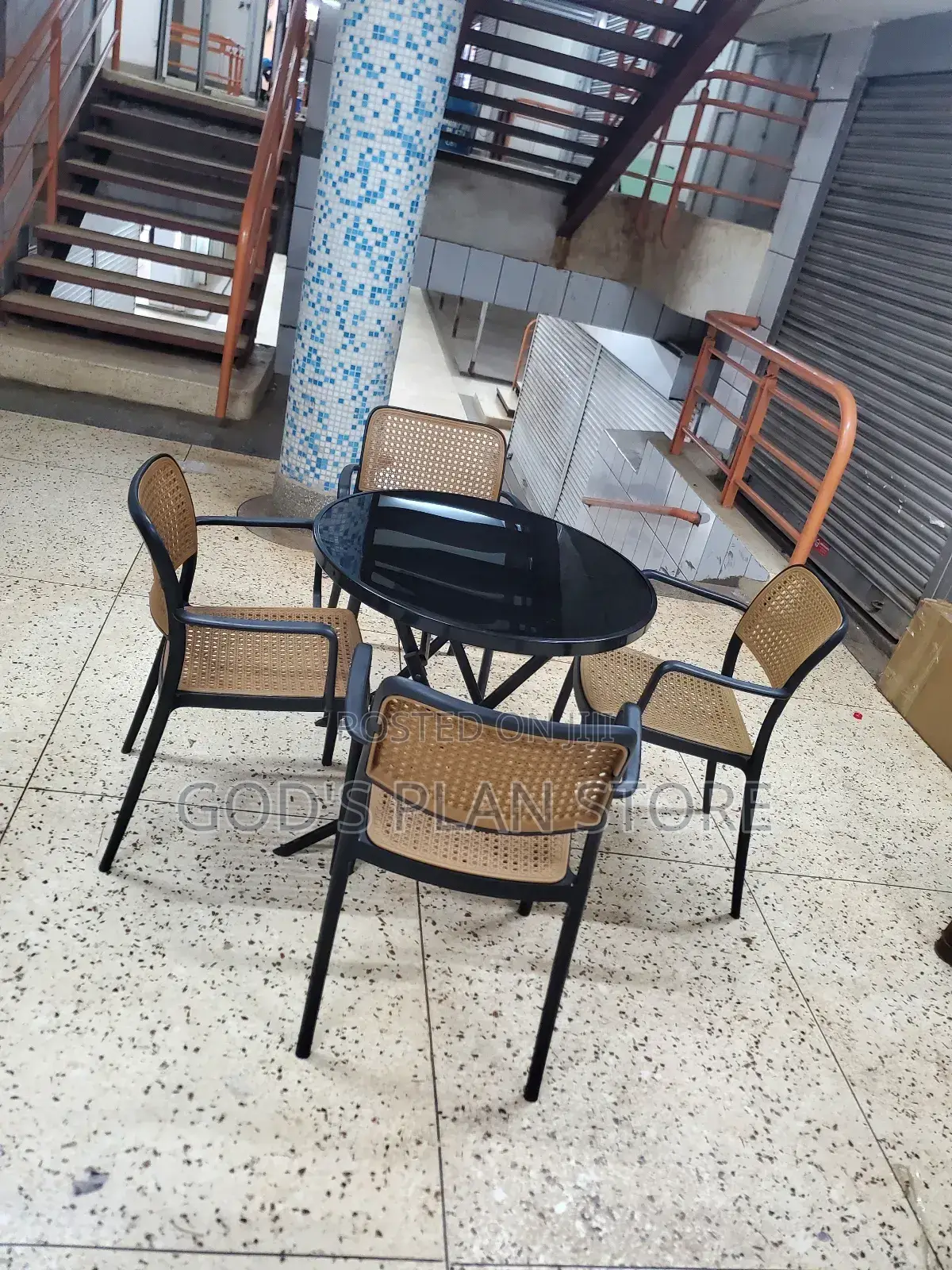 Dining Glass Table and Plastic Chairs