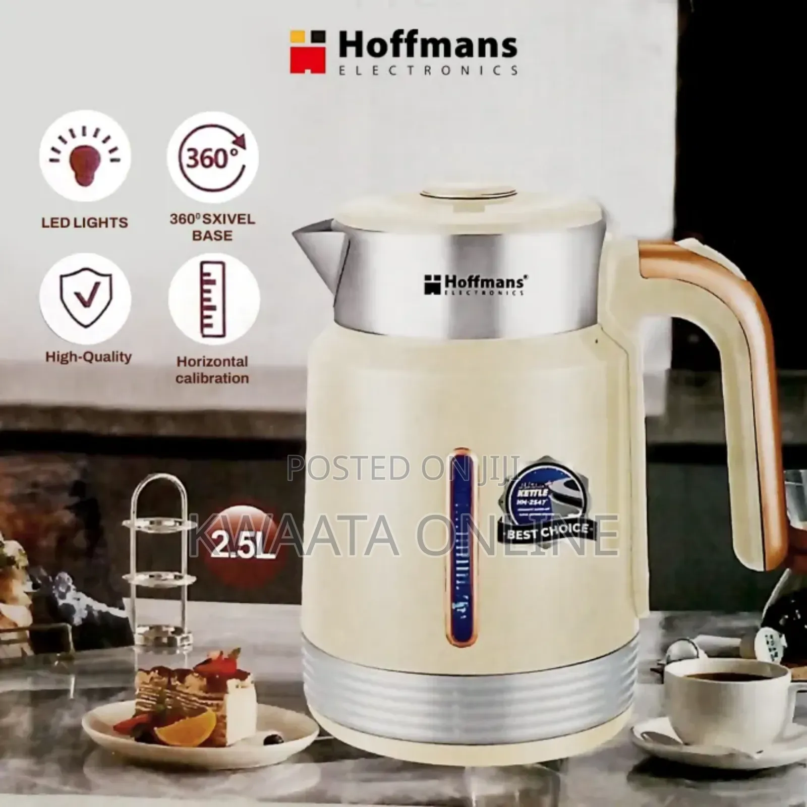 Hoffman 2.5l Electric Water Milk Kettle - 360° Swivel Base