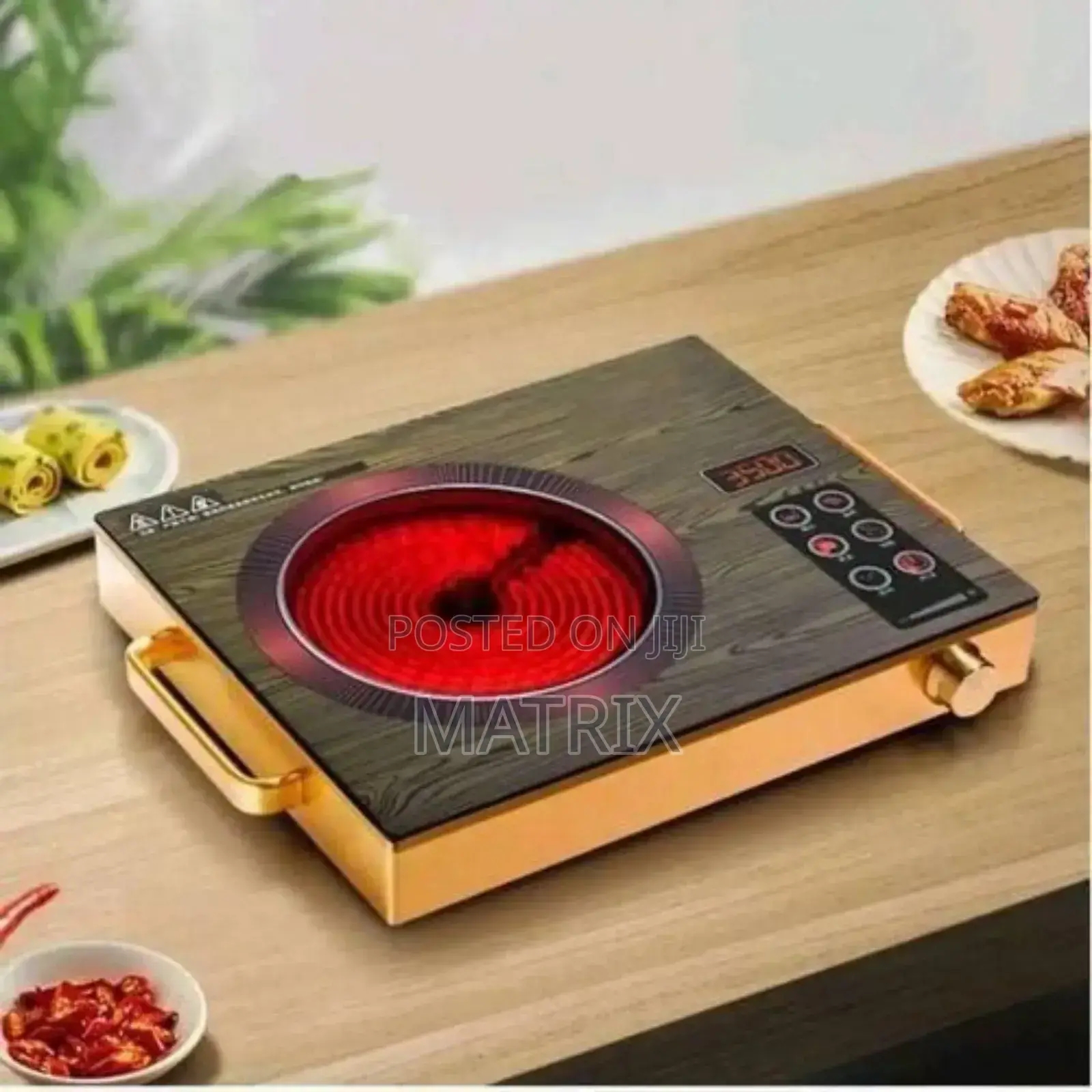 Infrared Single Hot Plate Cooker With Timer - Gold, Black
