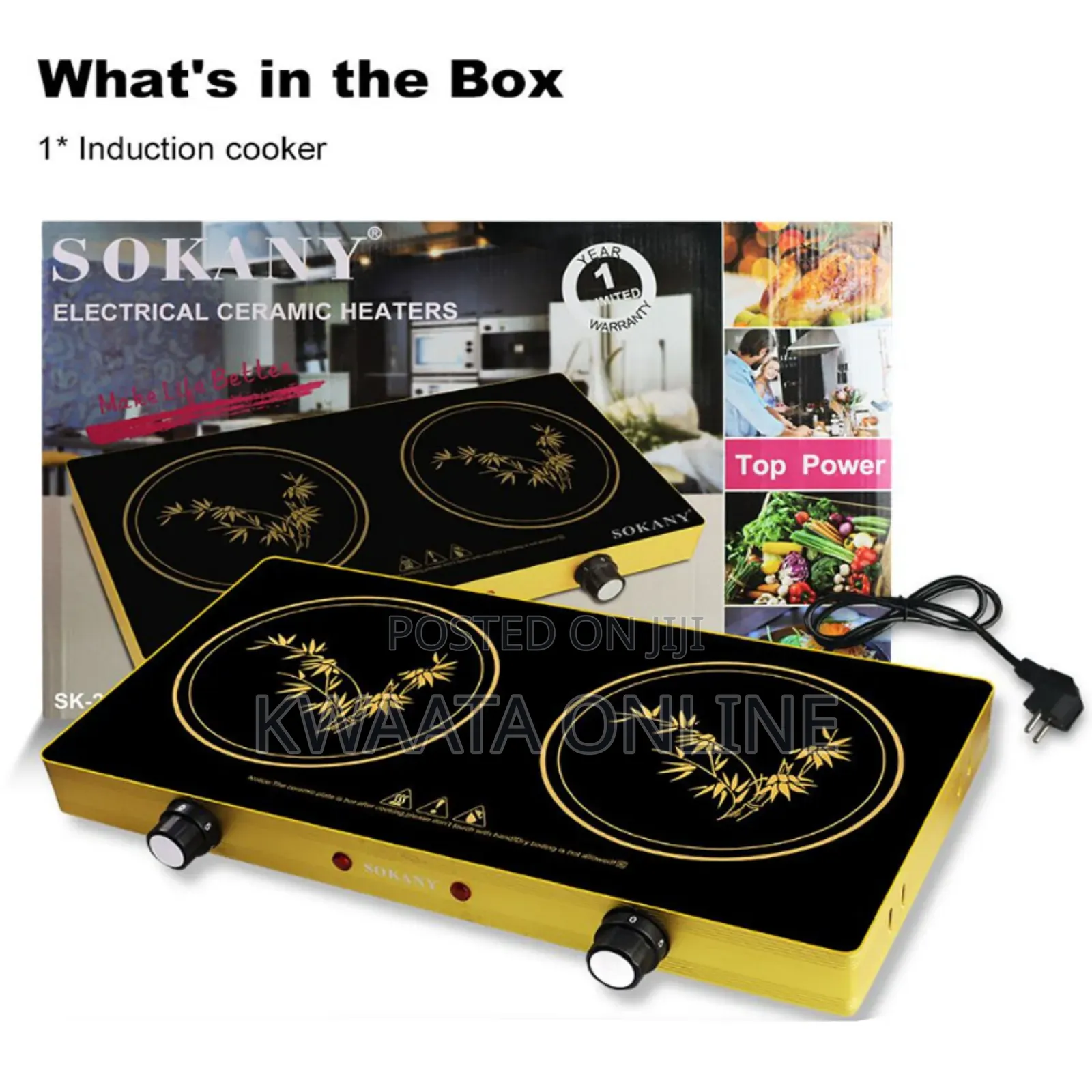 Sokany Electric Double Ceramic Induction Glass Cooker-1200w