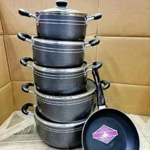 6 Pc- Non Stick Cookware Pans Saucepans With Covers- Black