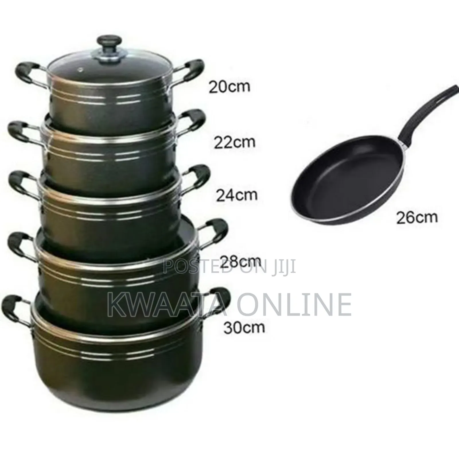 6 Pc- Non Stick Cookware Pans Saucepans With Covers- Black