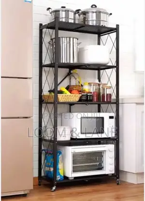 Kitchen Bathroom 5 Layers Folding Metal Storage