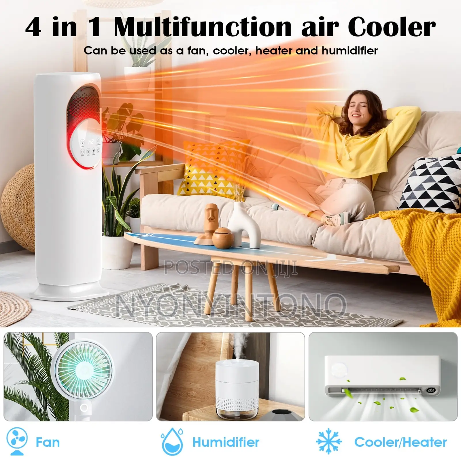 4 in 1 Tower Fan, Humidifier, Heater Air Cooler