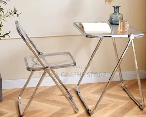 Heavy-Duty Foldable Transparent Acrylic Study Chair Table