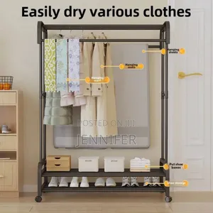 Heavy Duty Metal Rail Clothes Garment Hanging Rack