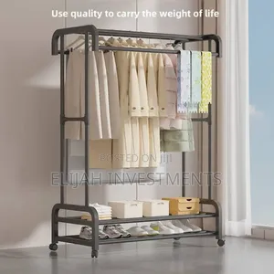Heavy Duty Metal Rail Clothes Garment Hanging Rack