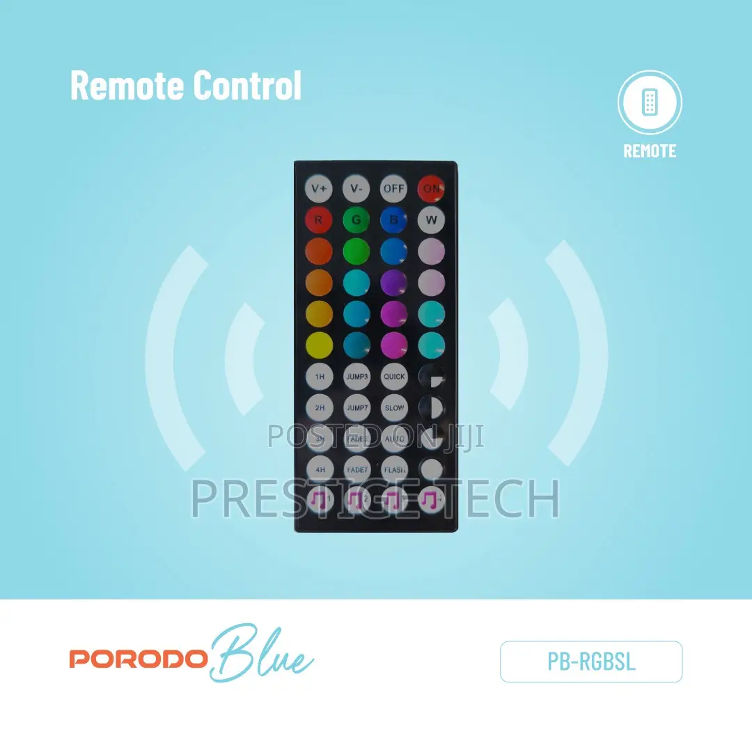 Porodo Sound Reactive Rgb Strip Light Strip 5m 44 Key Remote