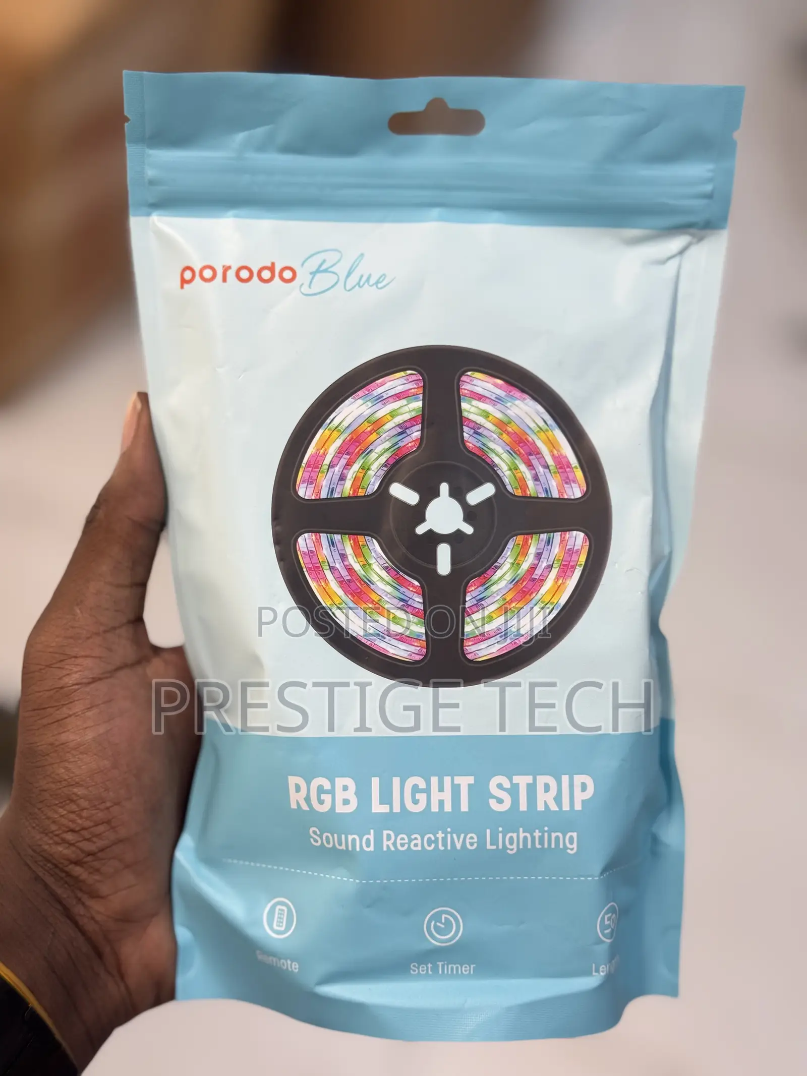 Porodo Sound Reactive Rgb Strip Light Strip 5m 44 Key Remote