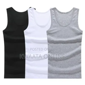 Flymeego 3 Piece Pack of Men's Cotton Vests- White, Grey and Black