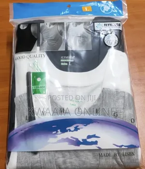 Flymeego 3 Piece Pack of Men's Cotton Vests- White, Grey and Black