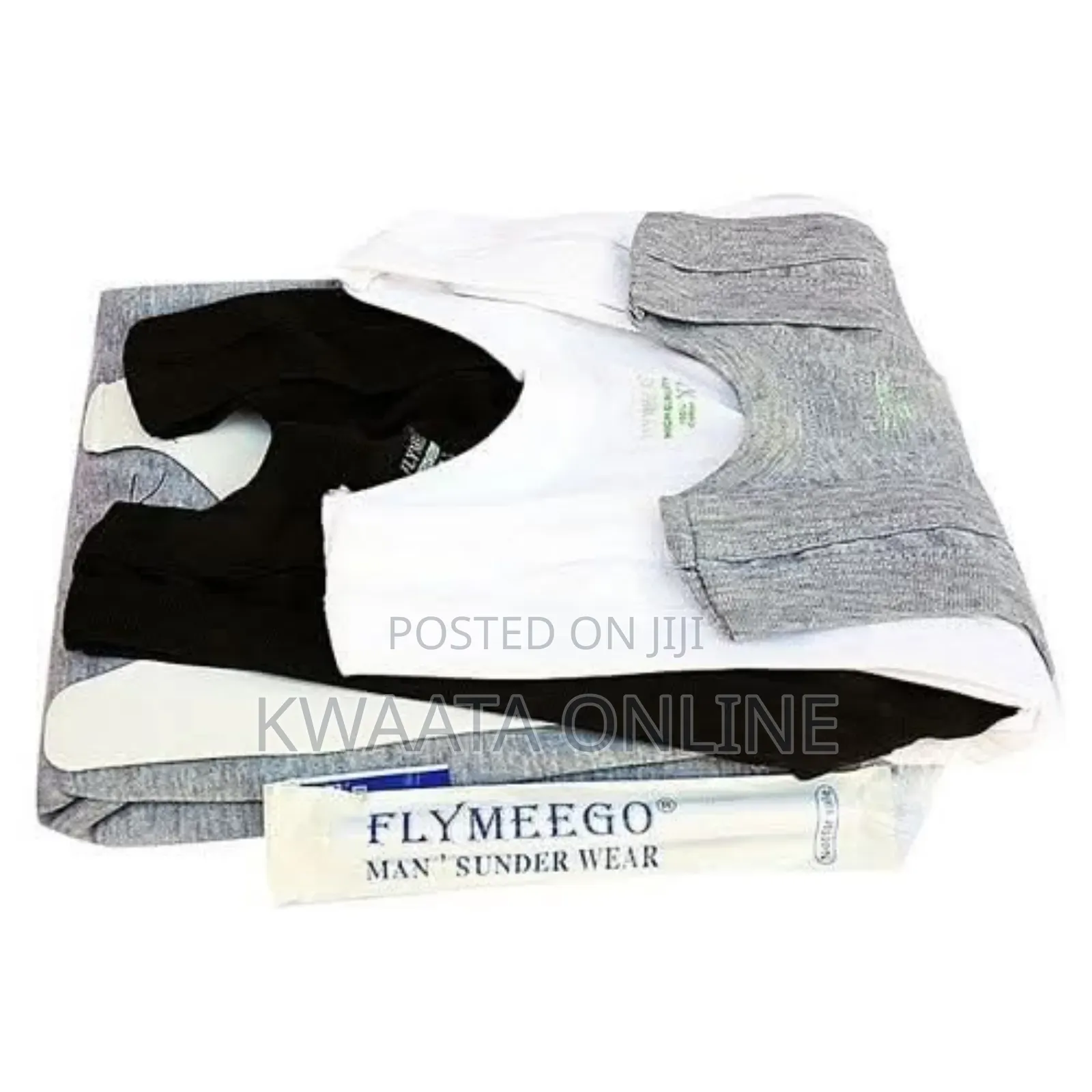 Flymeego 3 Piece Pack of Men's Cotton Vests- White, Grey and Black