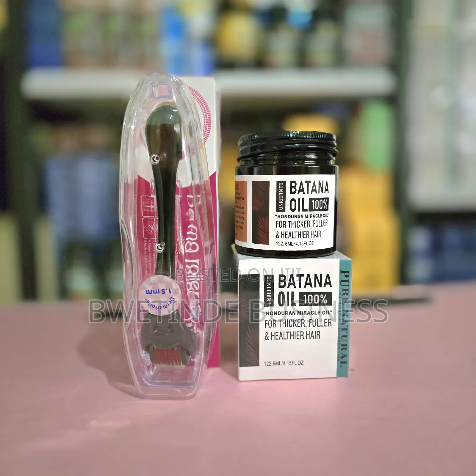 Unrefined Batana Oil and a Derma Roller for Hair Growth