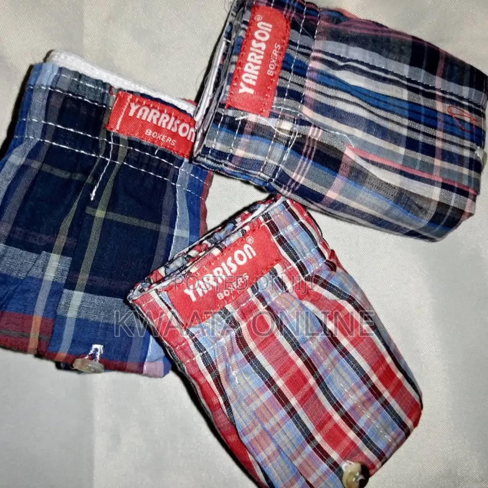 Yarrison Set of 3, Mens Boxer Shorts Underwear- All Checked