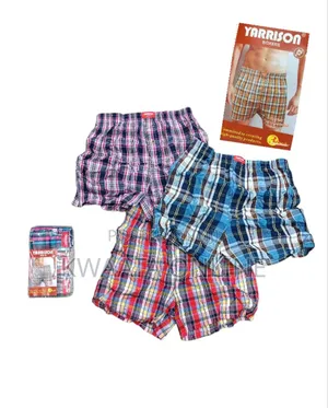Yarrison Set of 3, Mens Boxer Shorts Underwear- All Checked