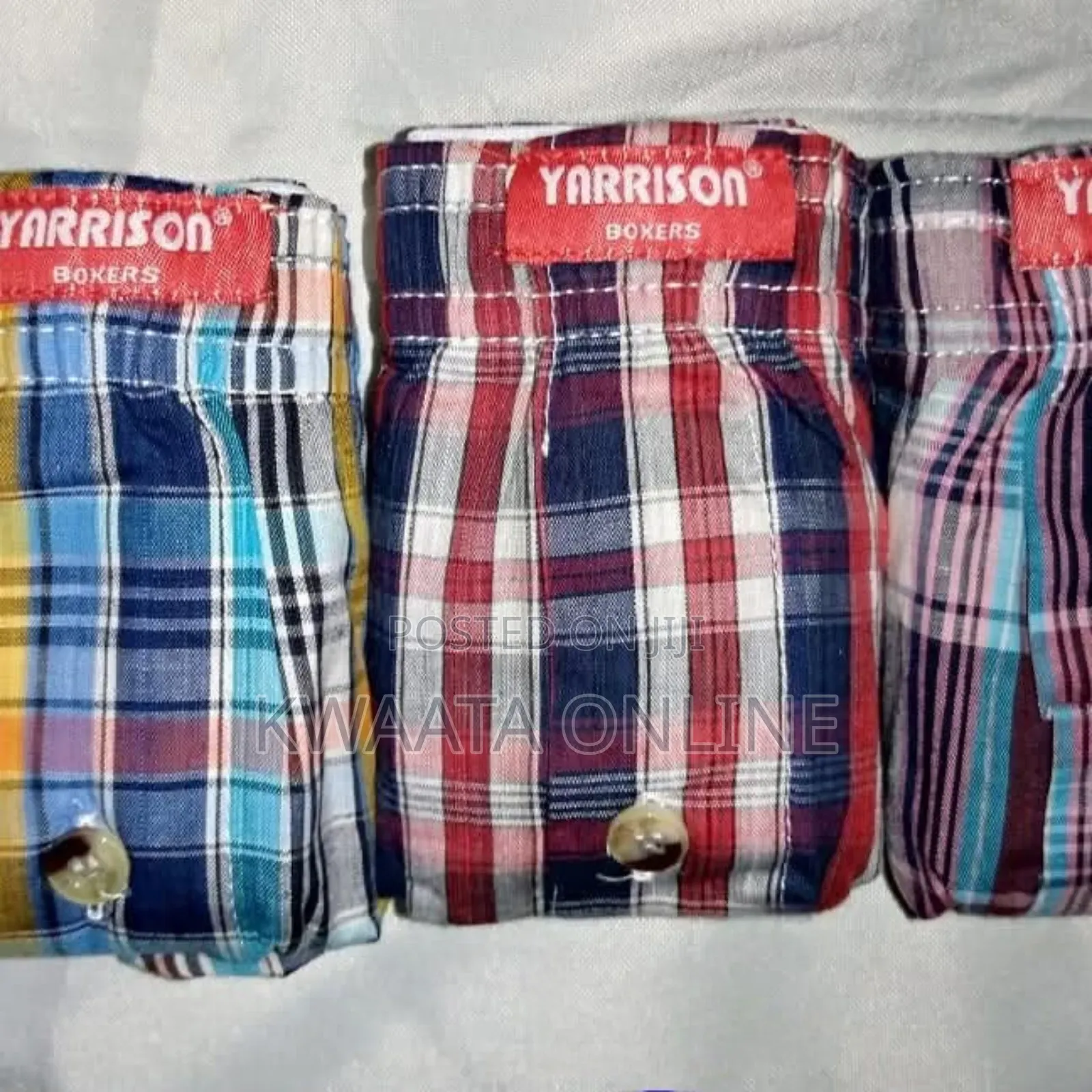 Yarrison Set of 3, Mens Boxer Shorts Underwear- All Checked