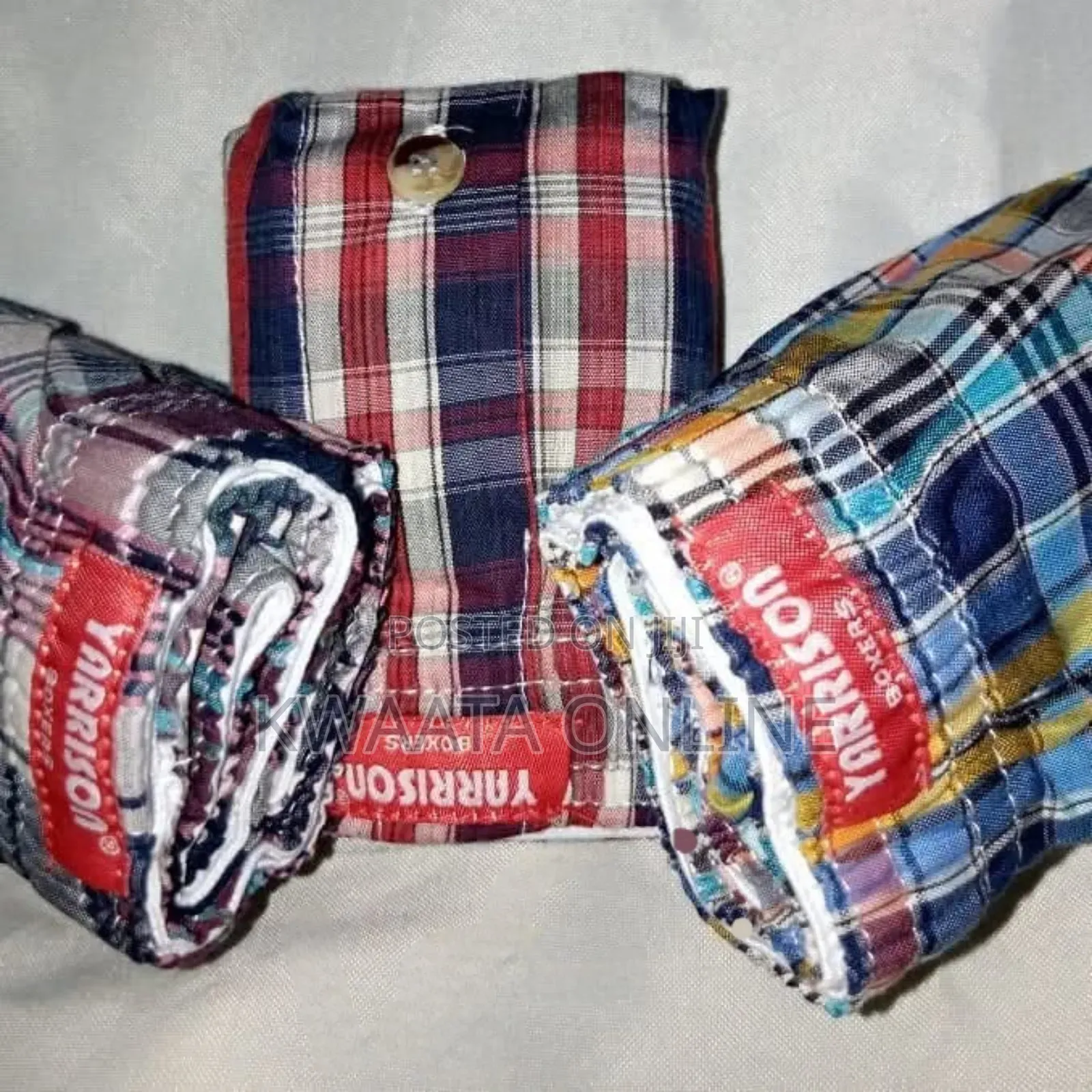 Yarrison Set of 3, Mens Boxer Shorts Underwear- All Checked