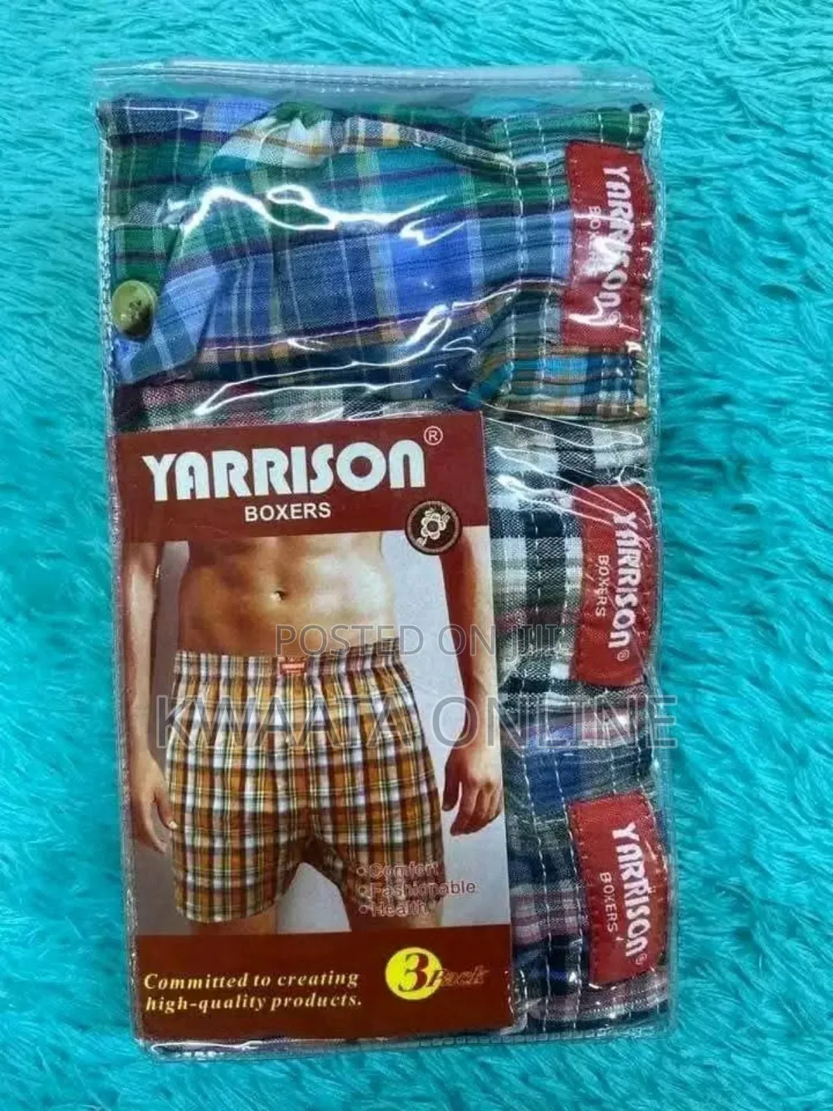 Yarrison Set of 3, Mens Boxer Shorts Underwear- All Checked