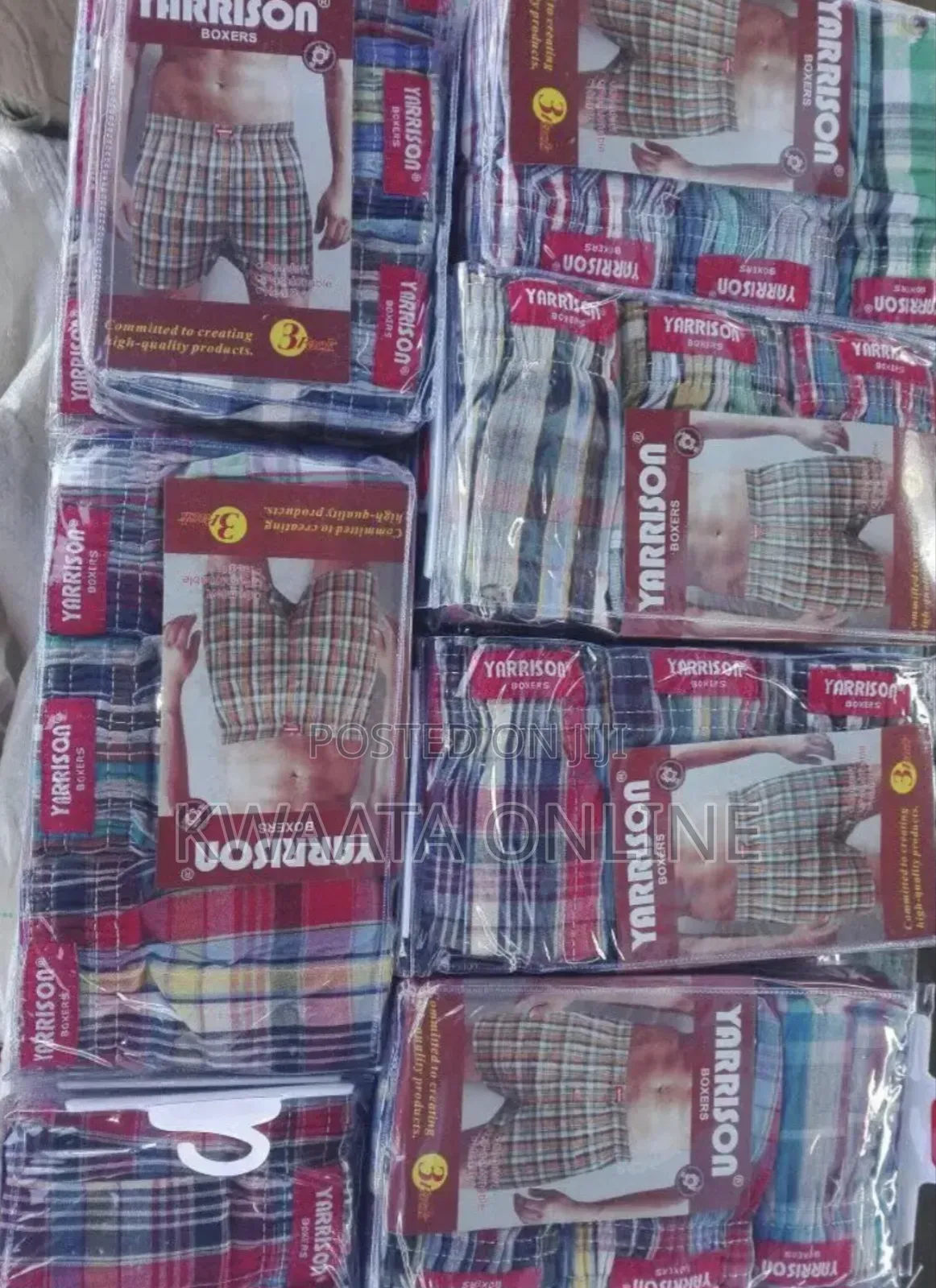 Yarrison Set of 3, Mens Boxer Shorts Underwear- All Checked