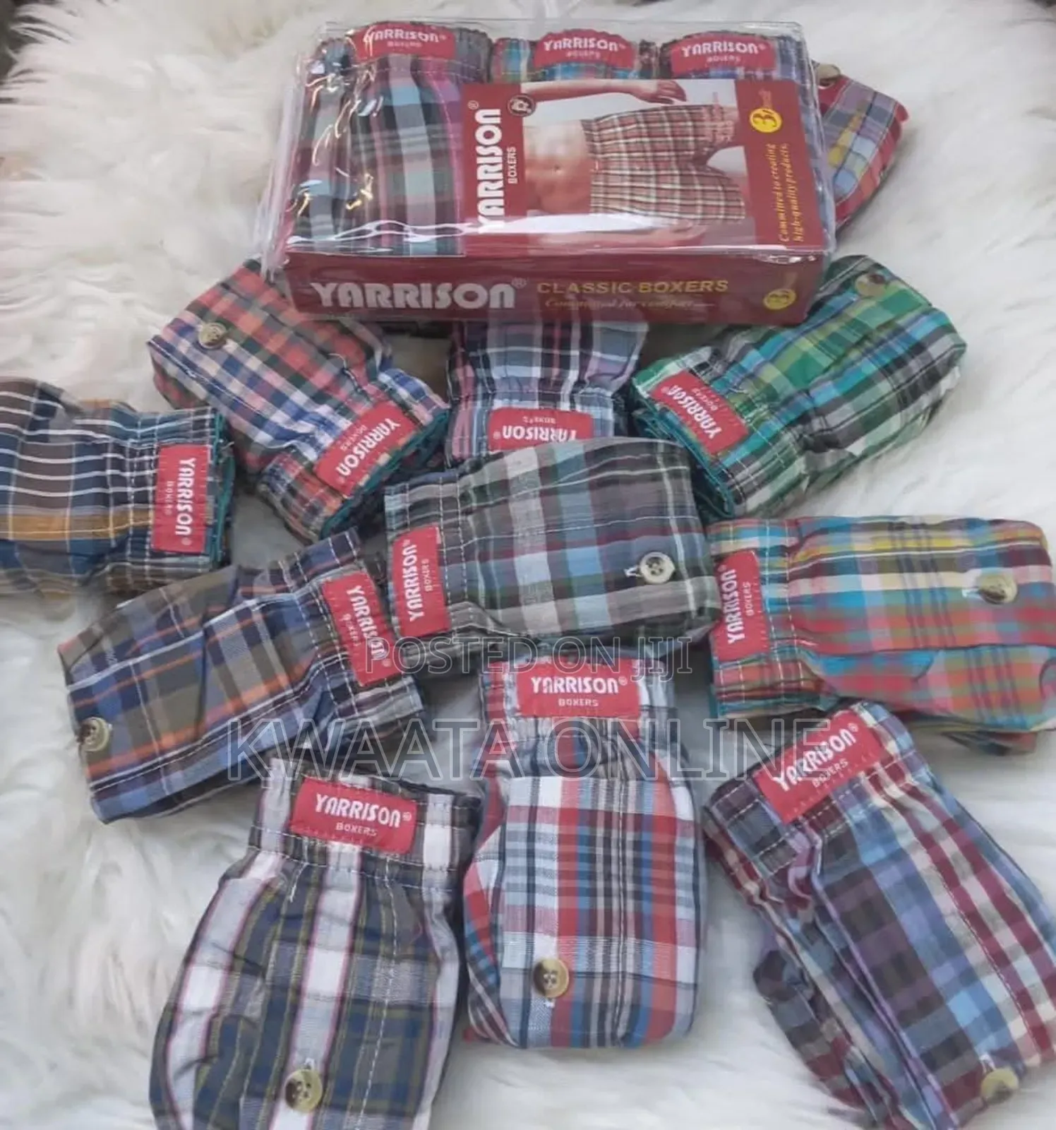 Yarrison Set of 3, Mens Boxer Shorts Underwear- All Checked