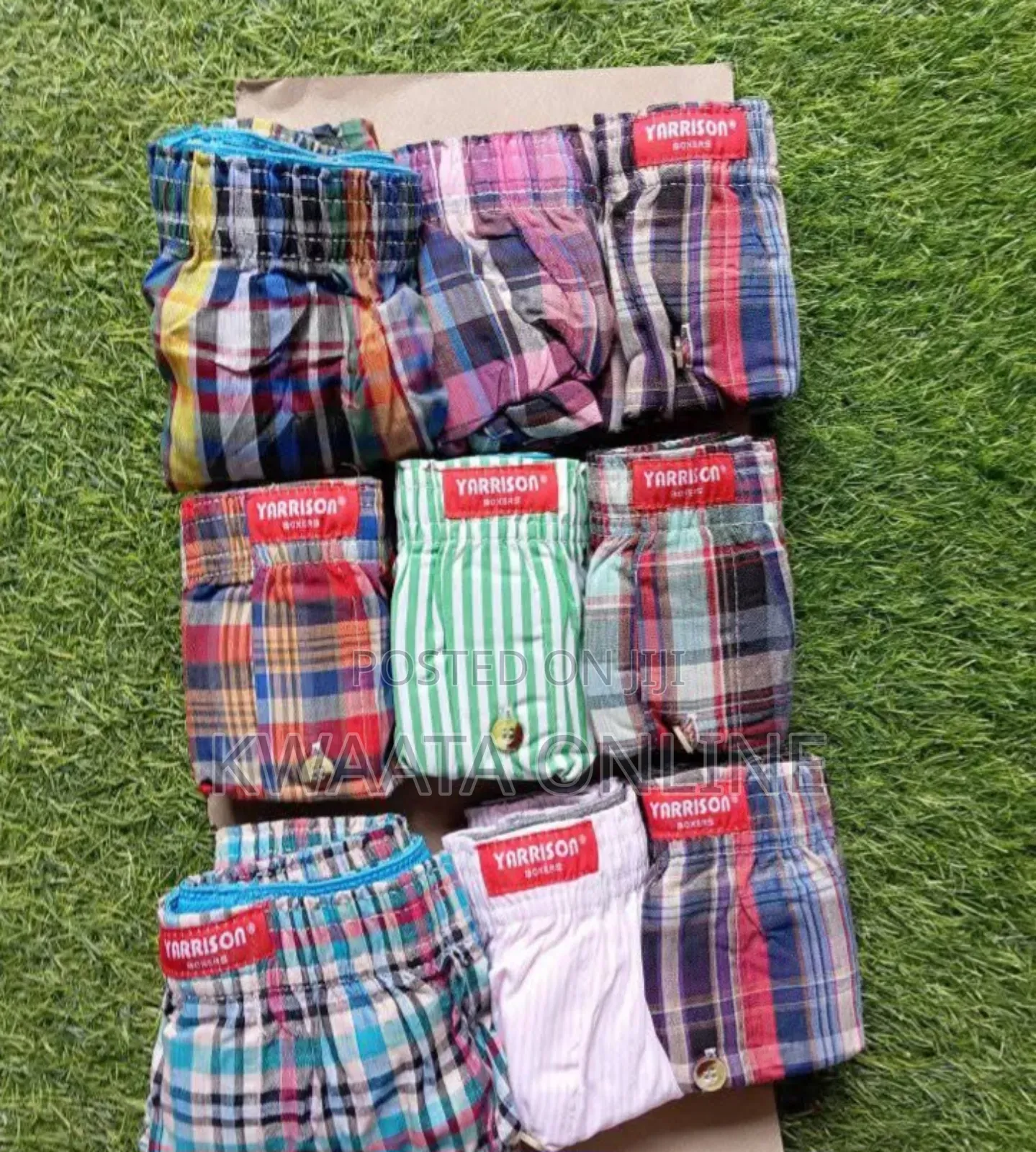 Yarrison Set of 3, Mens Boxer Shorts Underwear- All Checked