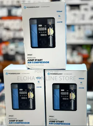 Powerology 8800mah Jump Start Air Compressor - Transparent