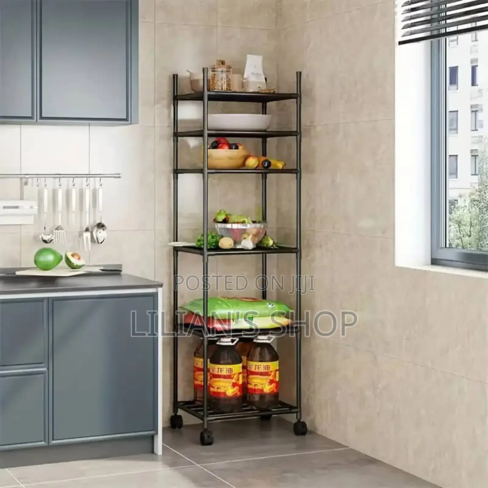 6-Tier Adjustable Rolling Metal Storage Rack