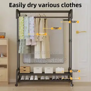 Heavy Duty Metal Rail Clothes Garment Hanging Rack