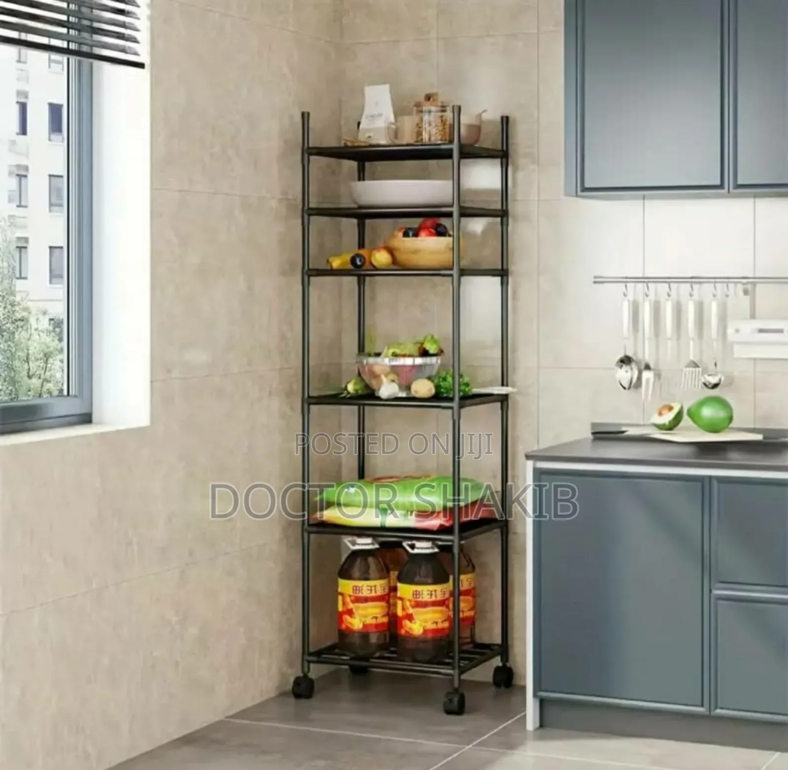 Strong 6-Tier Adjustable Rolling Metal Storage Rack