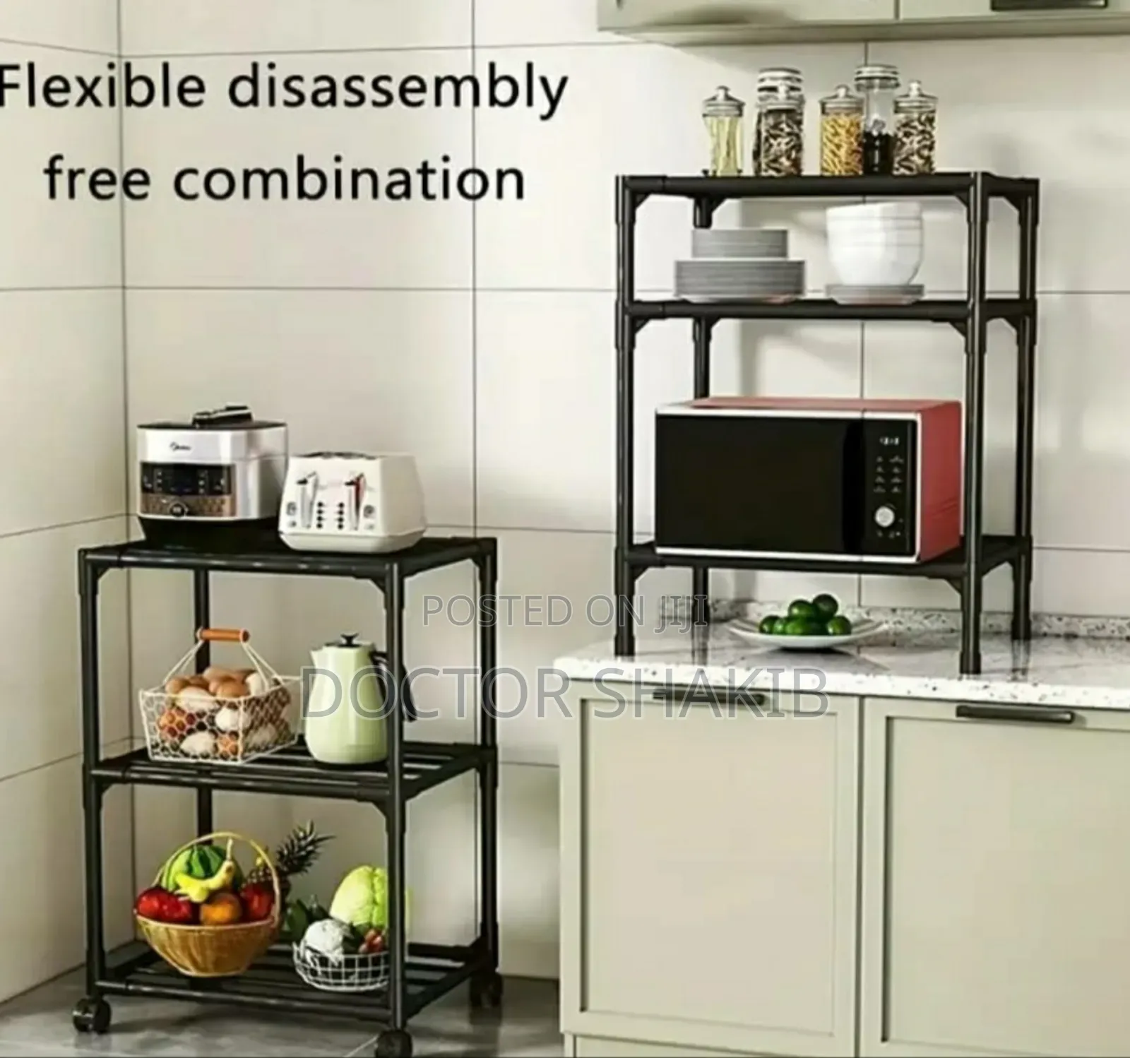 Strong 6-Tier Adjustable Rolling Metal Storage Rack