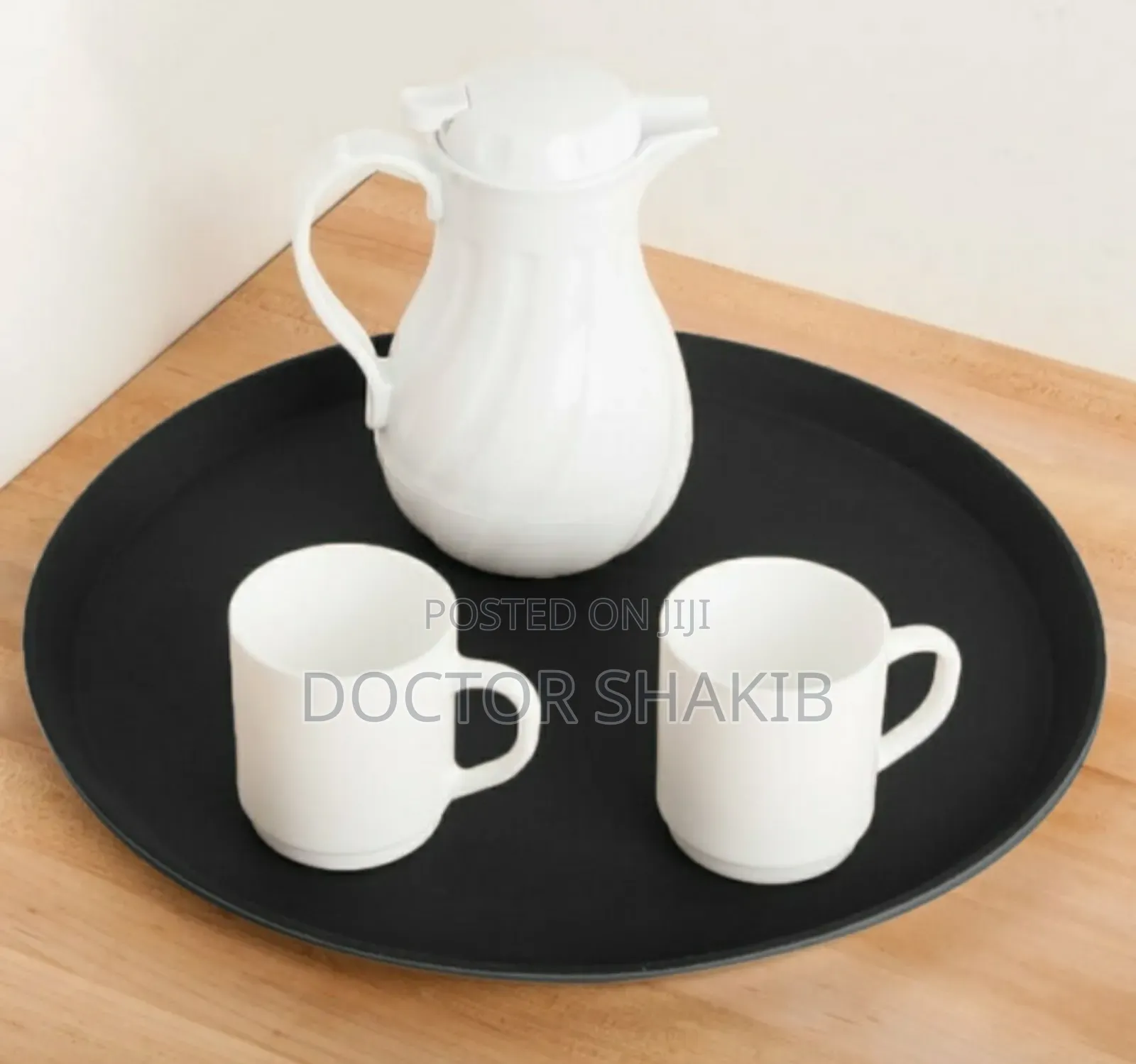 Round Black Fiberglass Serving Tray