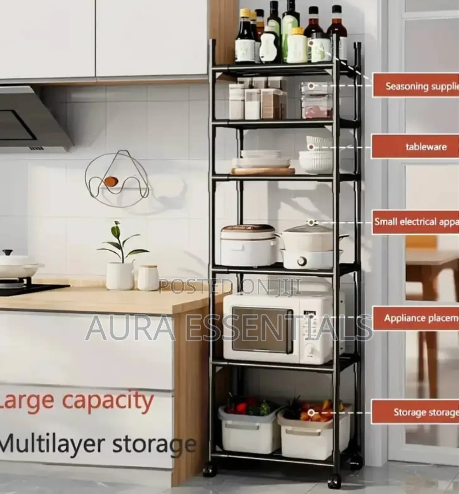 6-Tier Adjustable Rolling Metal Storage Rack