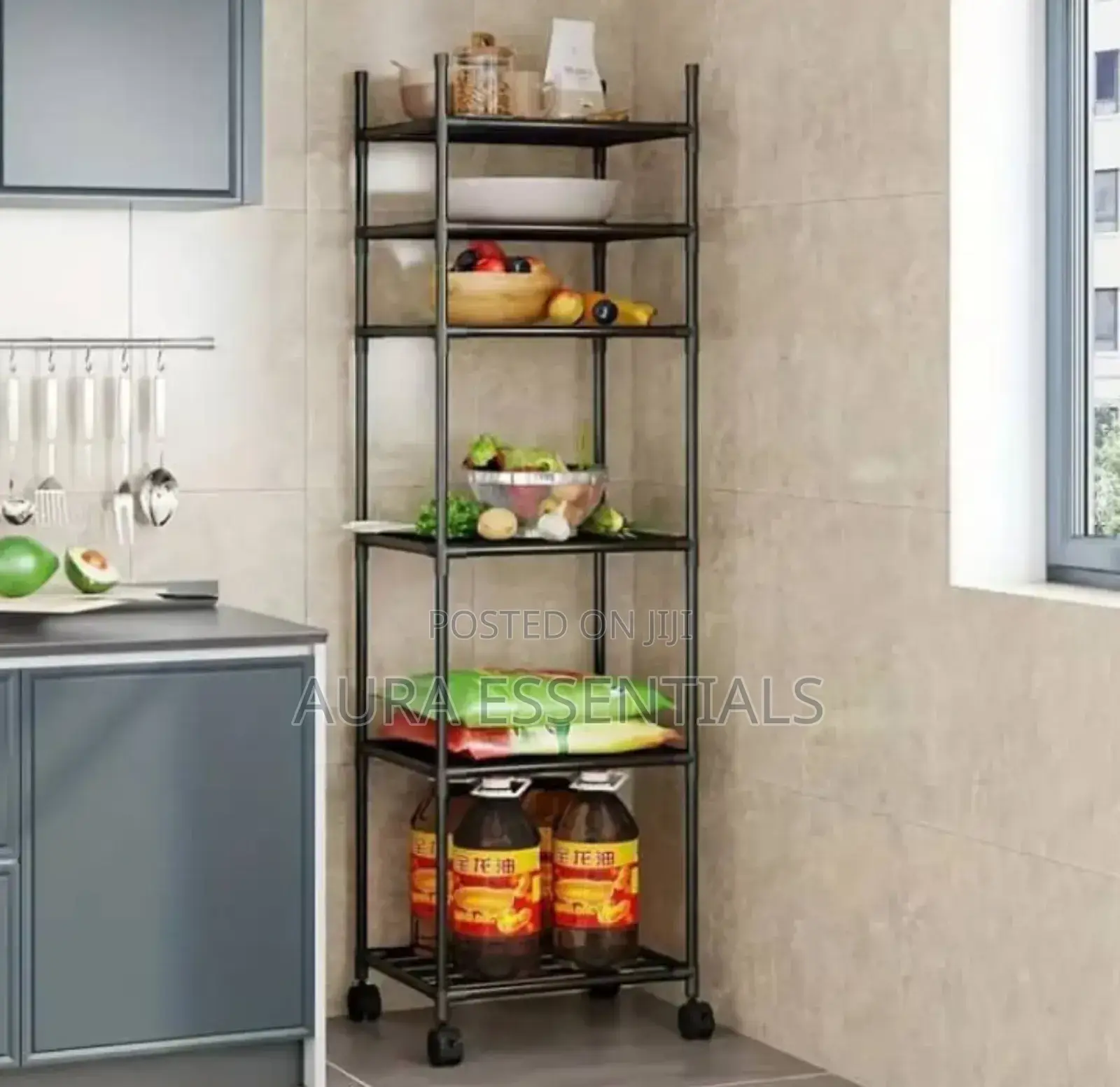 6-Tier Adjustable Rolling Metal Storage Rack