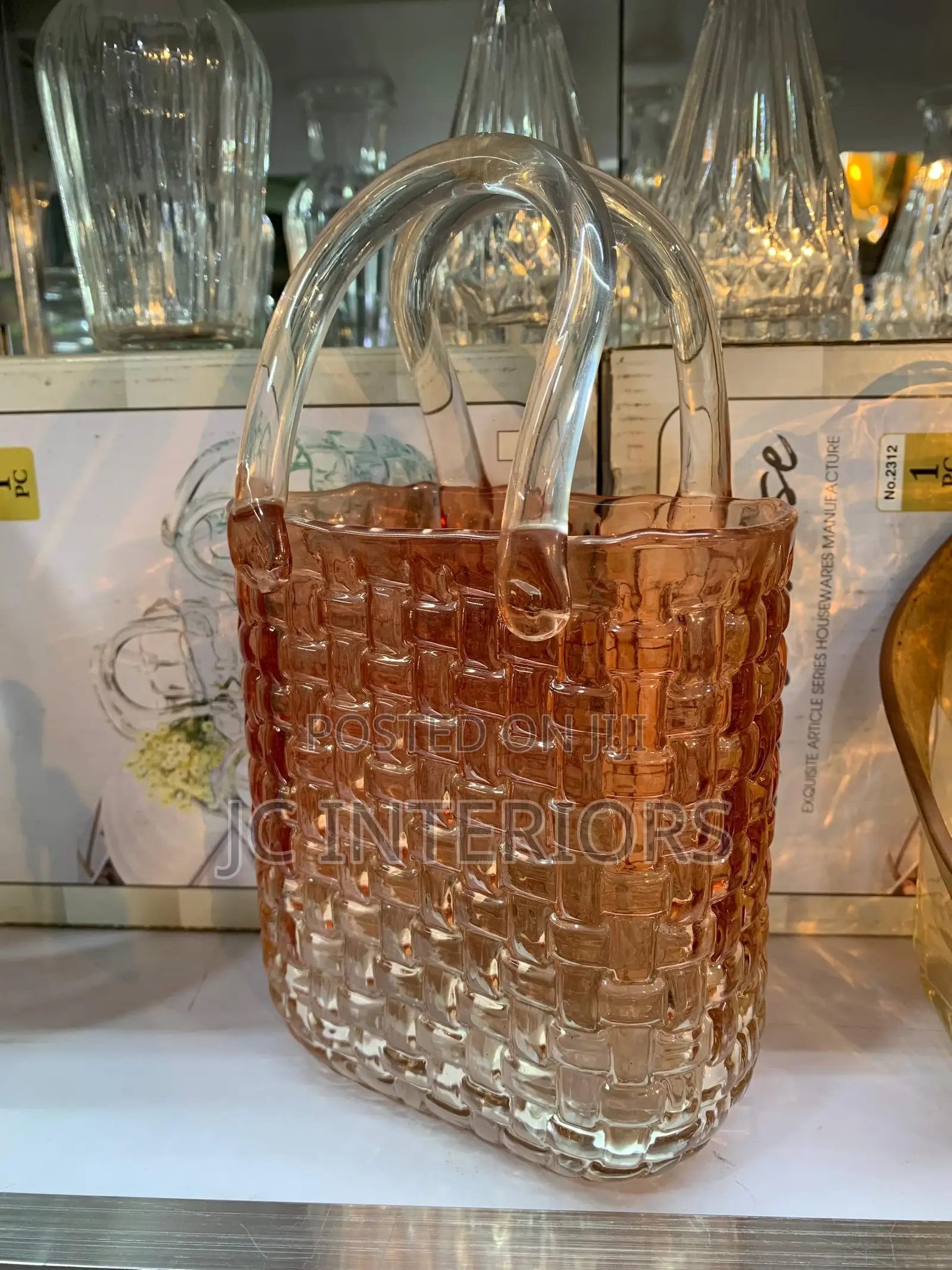 Wide Mouth Glass Vase for Home Living Room Dining Table