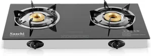 Saachi Double Glass Top Gas Burner, Auto-Ignition