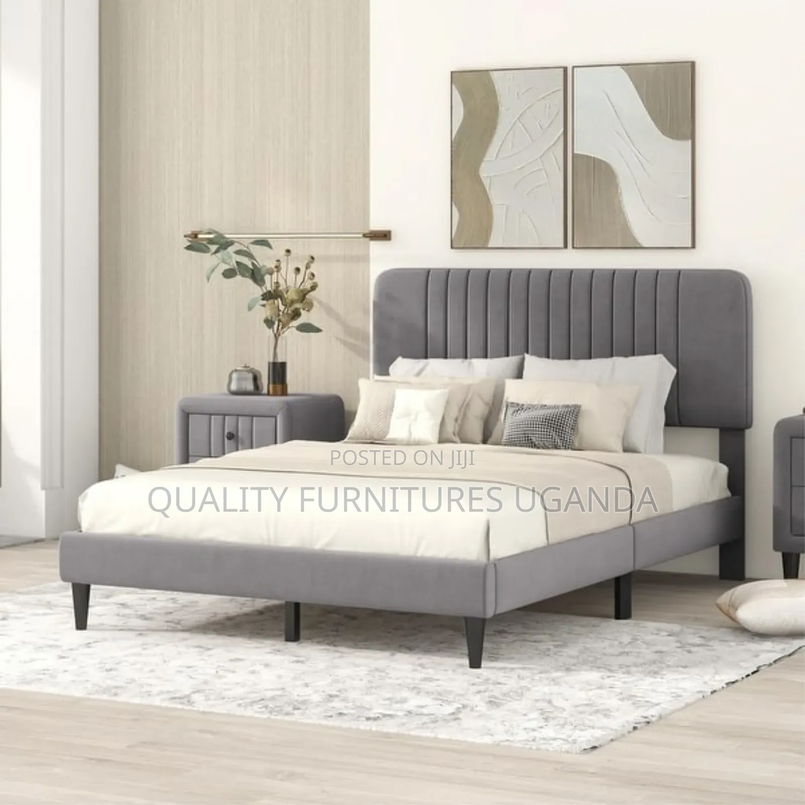 Full Size Upholstered Fabric Bed