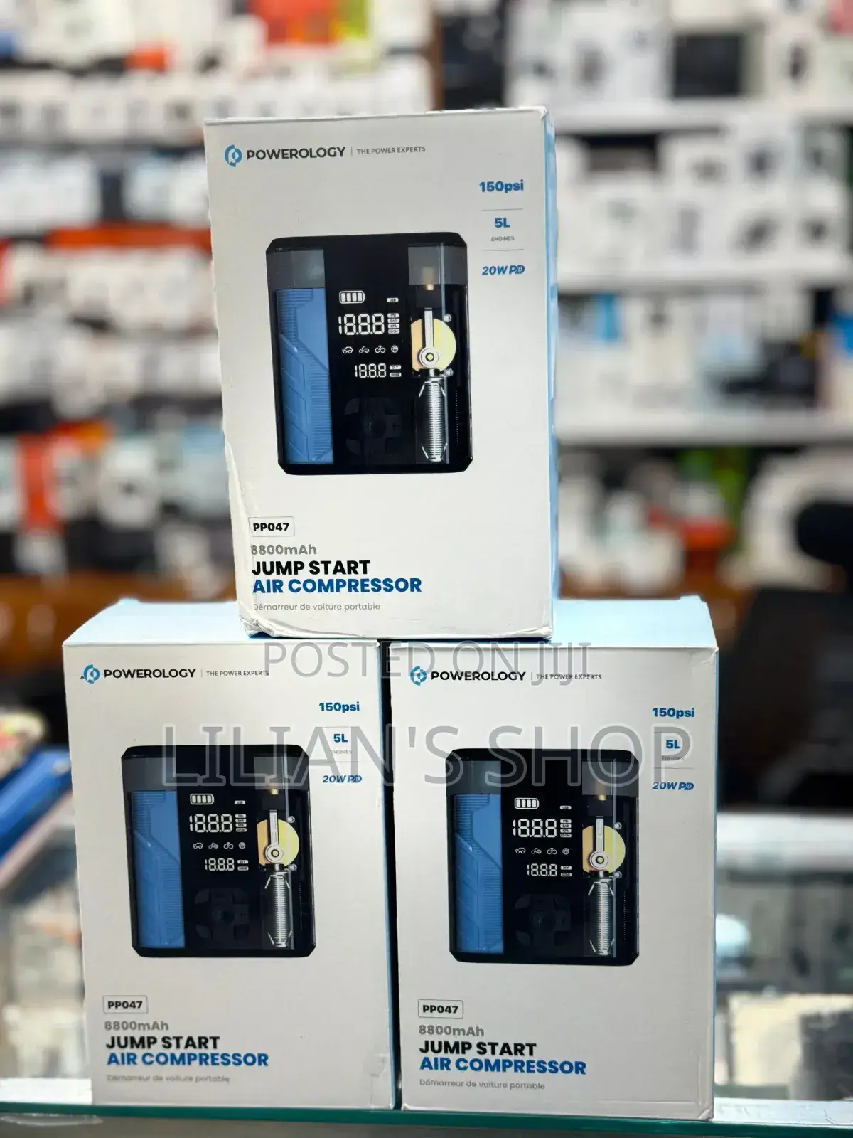 Powerology 8800mah Jump Start Air Compressor - Transparent