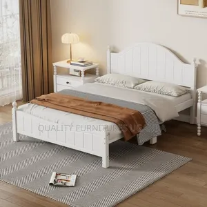 White Wooden Solid Bed