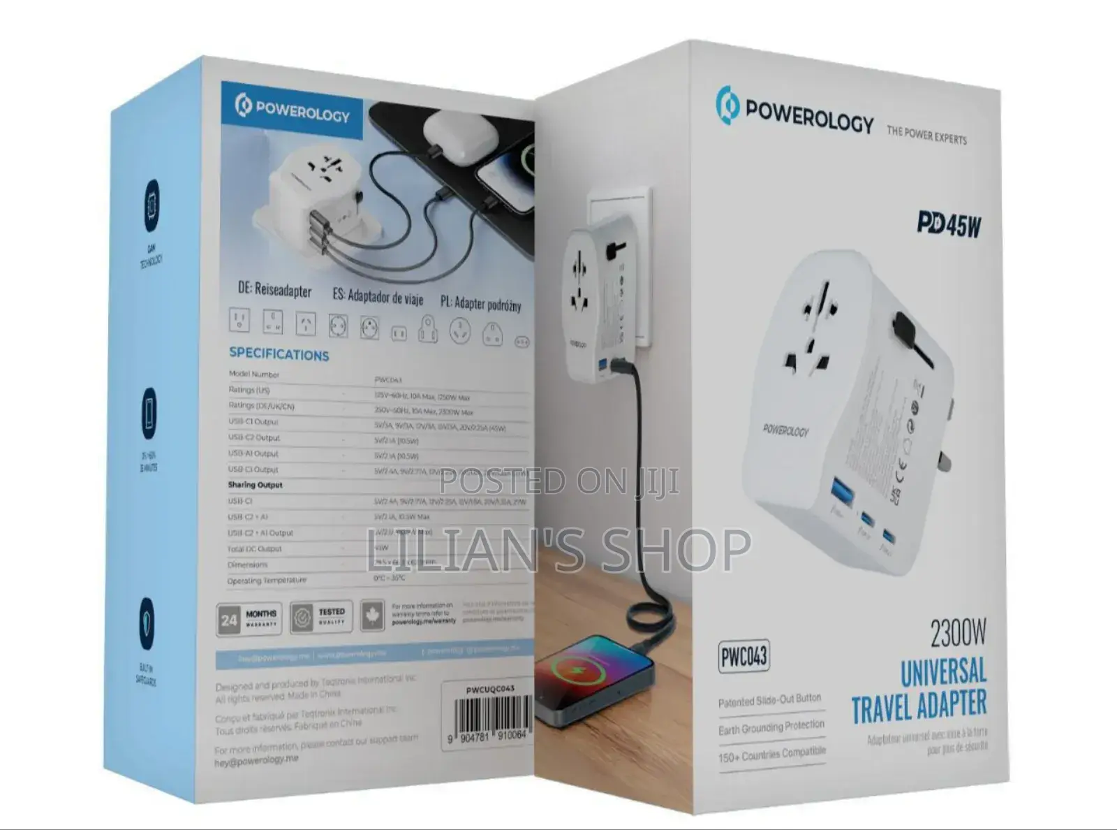Powerology Universal Travel Adapter 2300w