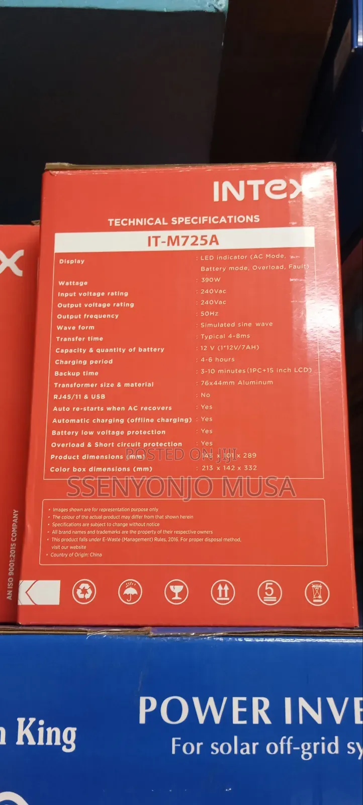 Intex Portable Backup Battery It-M725a 390w Ups With Long