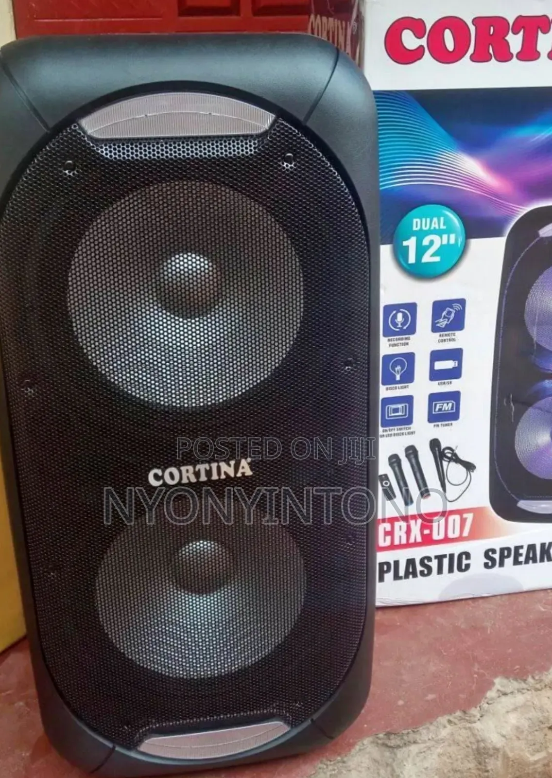 Cortina 12" Rechargeable Bluetooth Speaker, 2 +1 Microphones