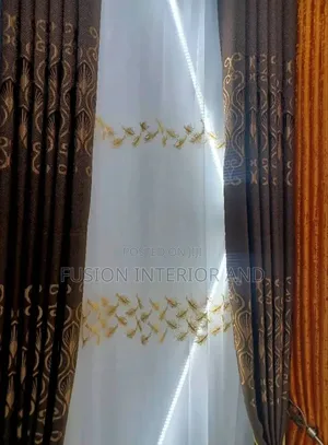 Coffee Brown Jacquard Curtains