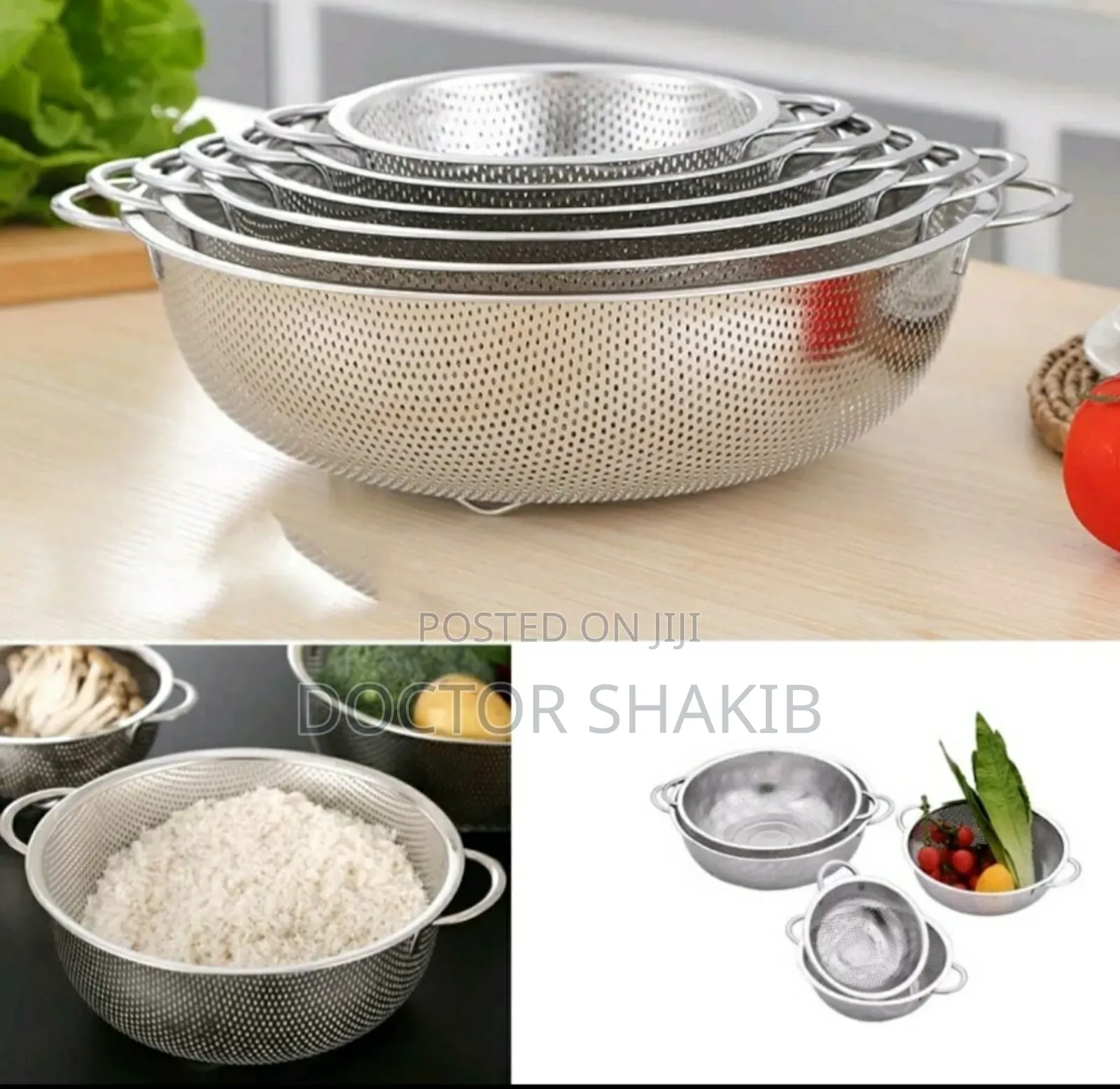 New 6 Sizes Stainless Steel Vegetables Mesh Strainer Bowl