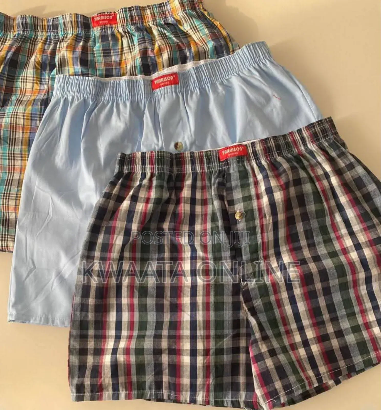 3 Pc Pack Yarrison Mens Cotton Boxers(2 Checkered + 1 Plain)