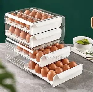 32 Eggs Tray Storage Box Double Deck Drawer,White