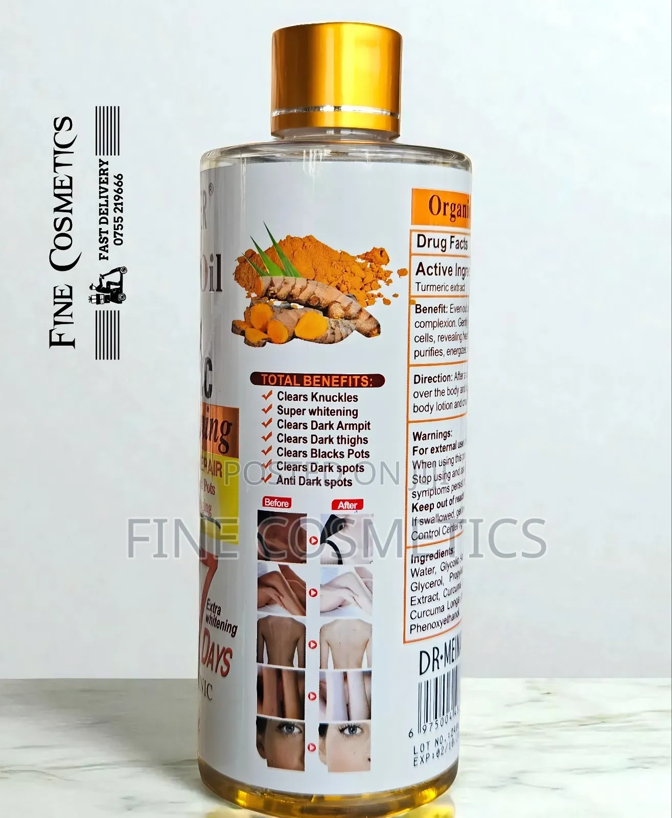 Dr. Meinaier Organic Glowing Super Whitening Turmeric Oil.