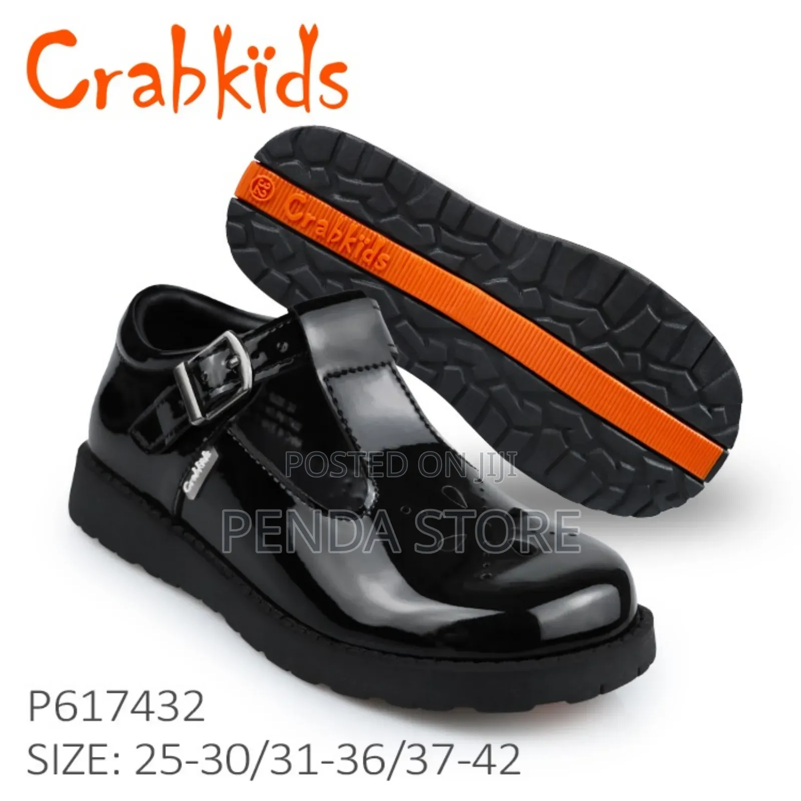 Original Black School Non Polishable Crab Kids Shoes