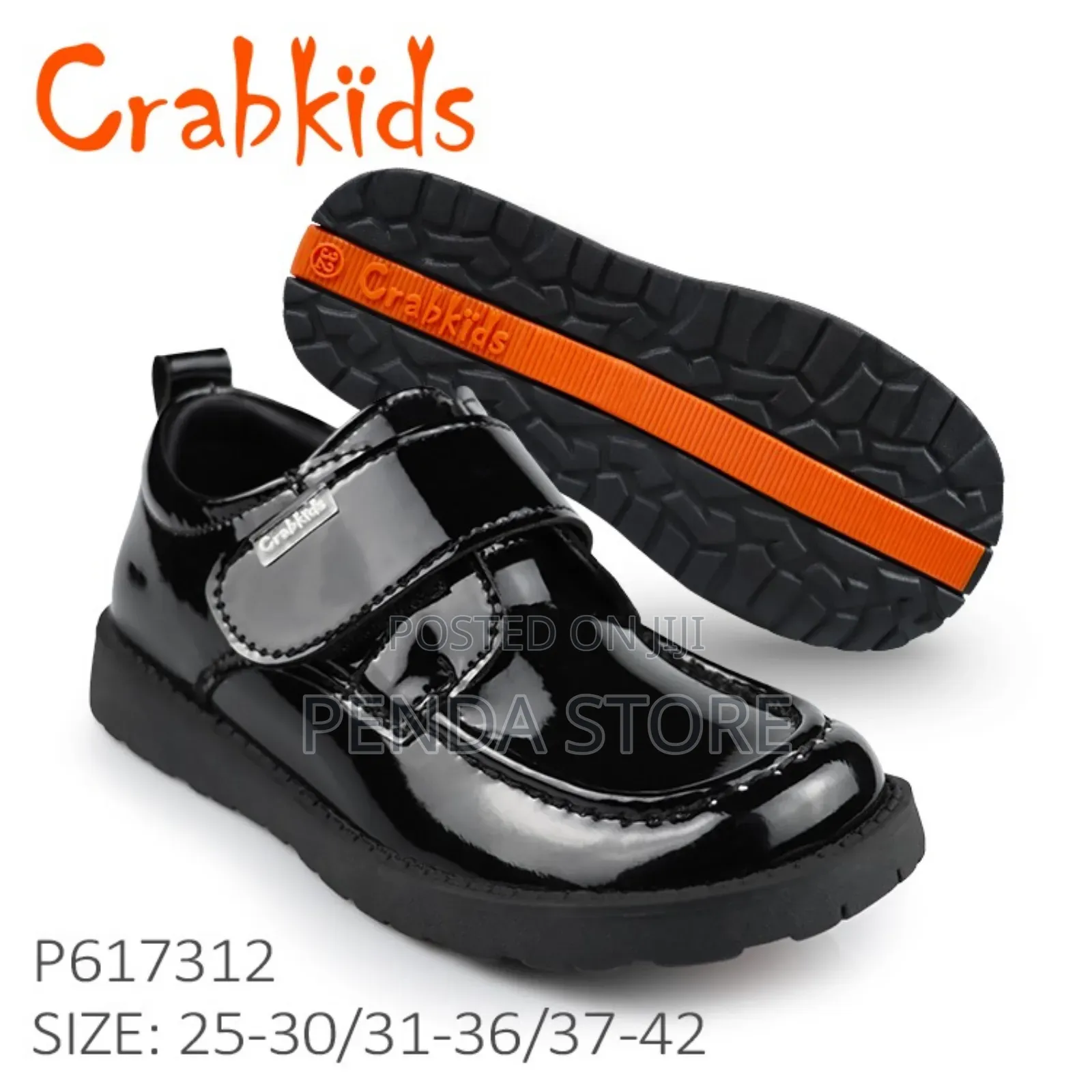 Original Black School Non Polishable Crab Kids Shoes