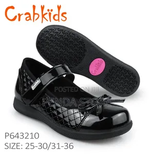 Durable Black School Shoes Girls Crab Kids Shoes